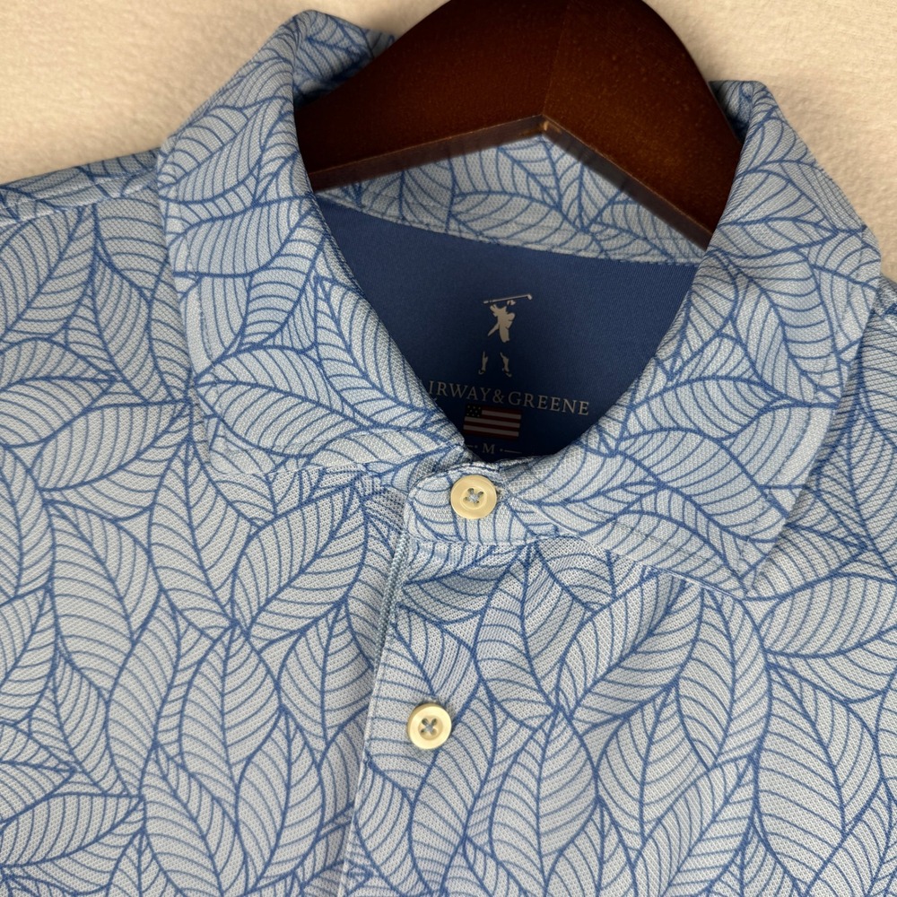 Fairway & Greene Bucky Print Golf Shirt Mens Medium Blue Floral Button Up